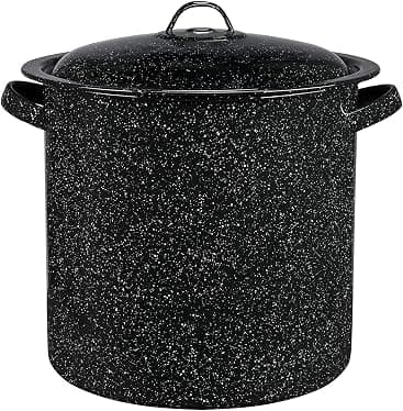 Olla Recta Alta con tapa, Acero vitrificado (Negro, 14.4 L)