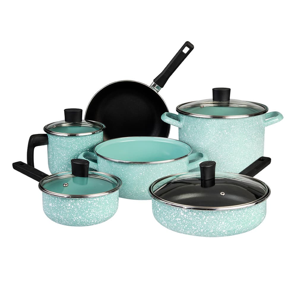 Batería de Cocina 10 pzs Menta Granito Jade