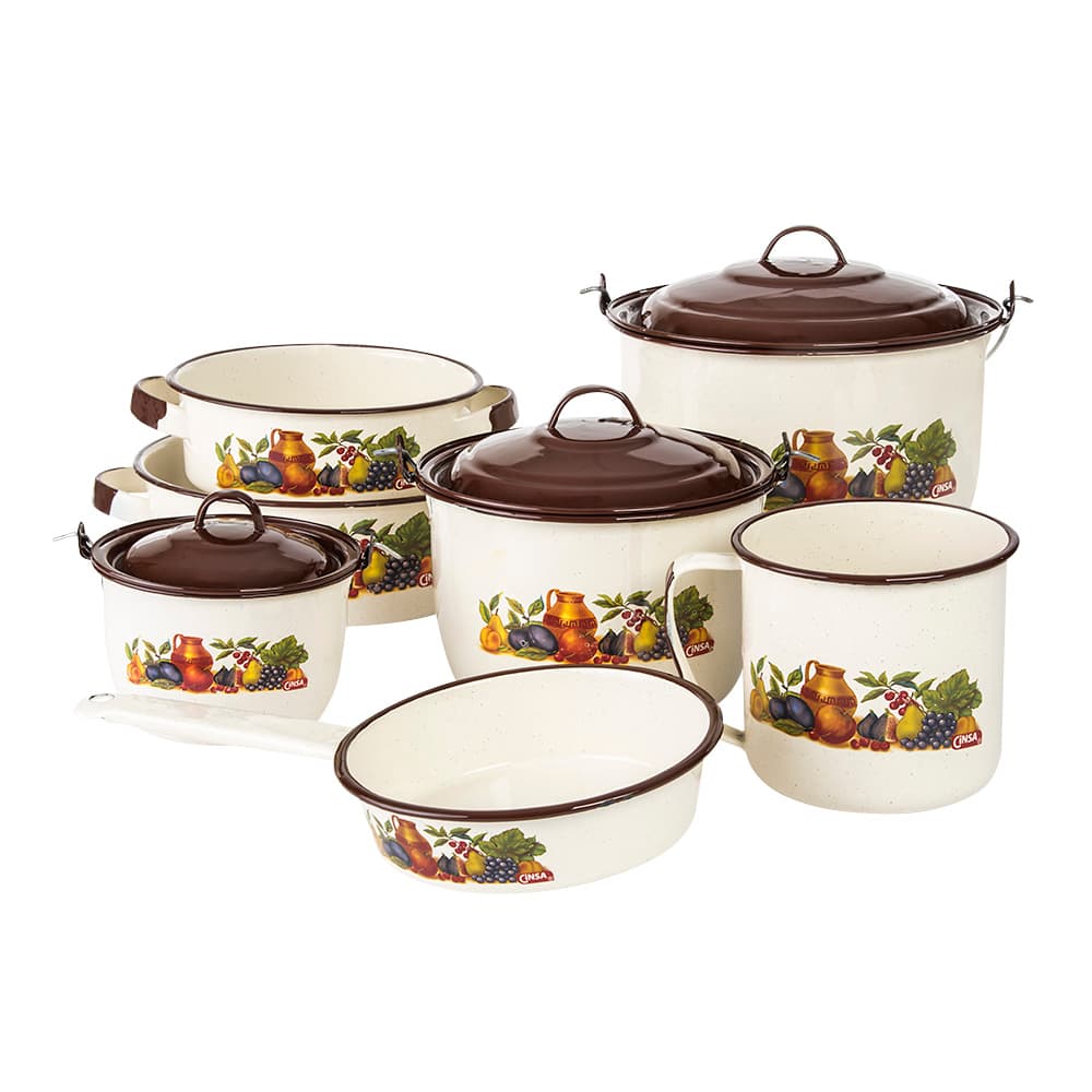Batería de Cocina 10 pzs Crema Clásica Popular