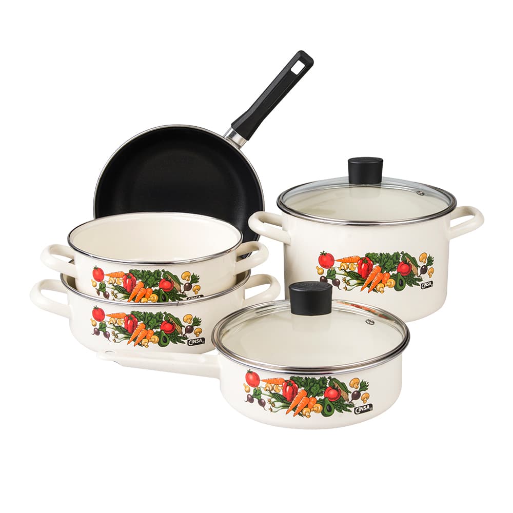 Batería De Cocina 7 pzs Crema Novacero Carolina